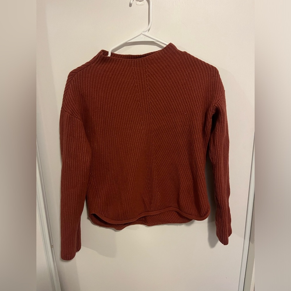 Babaton x Aritzia Sweater Women XS Ribbed Rust Orange Wool Linen Blend